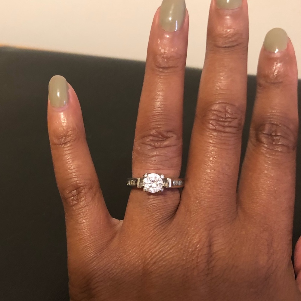 Silvertone Cubic Zirconia Ring, Size 6